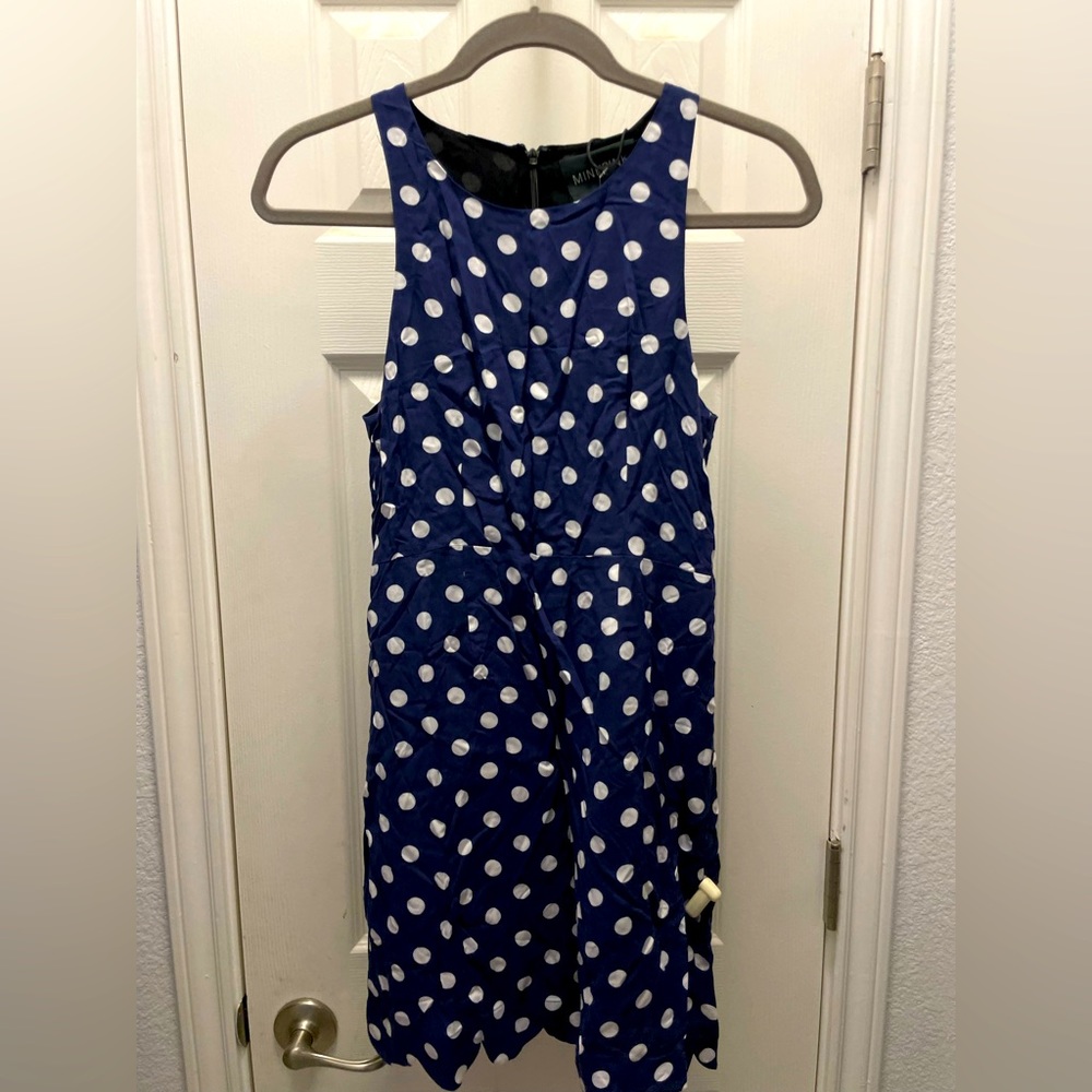 MINKPINK Navy/White Polk a Dot Dress